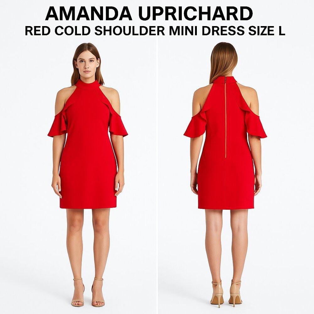 AMANDA UPRICHARD RED COLD SHOULDER MINI DRESS SIZE L